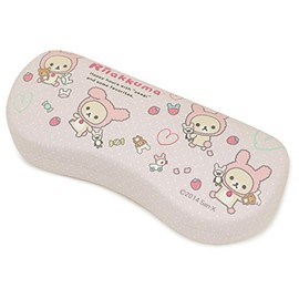 Pearl Rilakkuma Rabbit and Play Glasses Case, Hard Magnetic Polka Dot, Pink