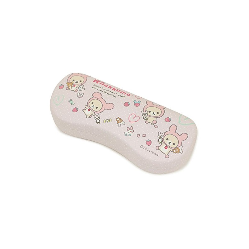 Pearl Rilakkuma Rabbit and Play Glasses Case, Hard Magnetic Polka