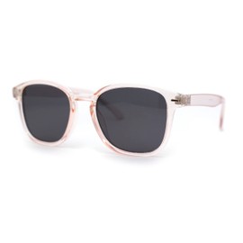 SA106 Pop Color Thin Plastic Rounded Rectangle Horn Rim Keyhole Sunglasses Pink Black
