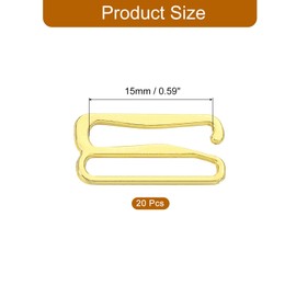 uxcell 20 Pcs 15mm 9 Shape Bra Strap Hooks, Alloy Adjustment Slide Bra Strap Clips, Bathing Suit Clasp, Bra Hooks Replacement, Sewing Clips Hooks Eye for Underwear, Gold
