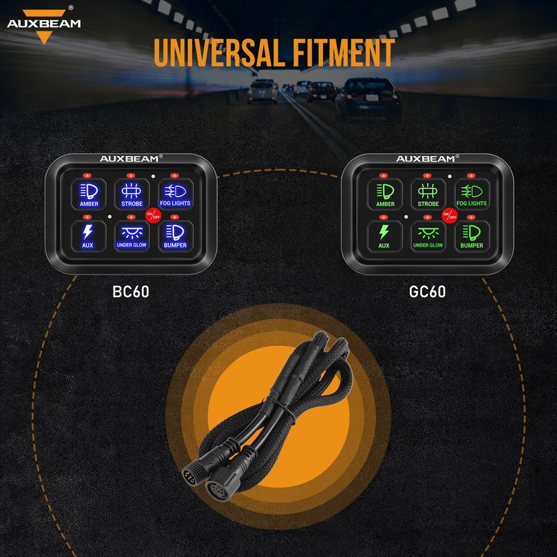 Auxbeam Extension Wiring Harness for 6 Gang Switch Panel BC60,