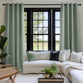 NICETOWN Sage Green Sound Blackout Curtains Blocking Drapes - Grommet Thermal Insulated Shades for Living Room, Yard, Bedroom, Office, Closet - Machine Washable, 2 Panels, W52 x L63
