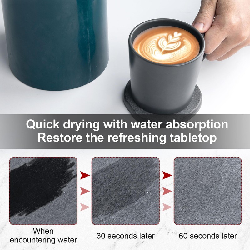 Pndeyo Water Absorbing Stone Coasters, Fast Drying Diatomite Cup Tray,