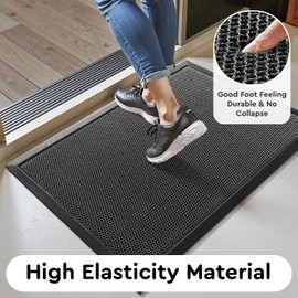 tchdio Front Door Mat Outside Entrance, Dirt Trapper 17"x29" Doormat-Entrance Welcome Matt Durable, Heavy Duty Entry Mat Non Slip Rubber Mats for Outside Stain Resist Door Mats for Entryway Grey