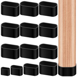 Glarks 10pcs 30 x 60mm Oval Chair Leg Caps, Black PVC Furniture Pad Table Feet Covers, Oval Chair Leg Covers to Protect Wood Tile Floors Felt Pads Furniture Leg Caps Reduce Noise