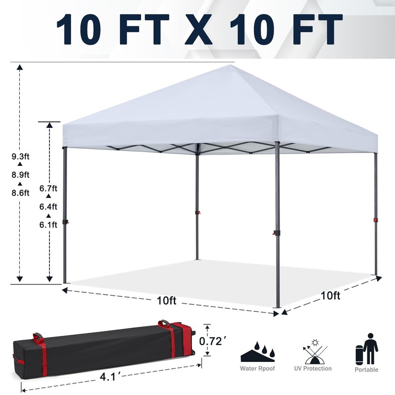COOSHADE Durable Easy Pop Up Canopy Tent 10x10Ft, with 4