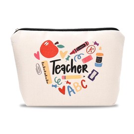 Sisadodo Teacher Appreciation Makeup Cosmetic Bags Teacher Appreciation Gifts for Women Staff Educators Birthday Granduation Gifts for Teachers Cosmetic Bag Thank You Teachers Gifts Bag