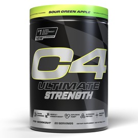 Cellucor C4 Ultimate Strength Pre Workout Powder - Tri-Stim Experience 300mg Caffeine+TeaCrine+Dynamine - Creatine & Beta-Alanine - Energy Supplement for Men & Women - Sour Green Apple, 20 Servings