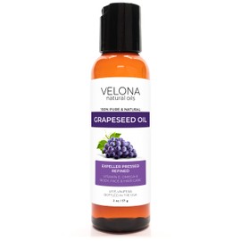 Grapeseed Oil by Velona - 2 oz | 100% Pure and Natural Carrier Oil | Refined, Cold pressed | Cooking, Skin, Face, Body, Hair Care | Use Today - Enjoy Results