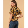 Allegra K Women's Wrap Peplum Top Blouse 2025 Summer Floral
