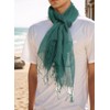 Prettystern Linen Plain Colour Unisex Summer Fringe Scarf, T31 Dark