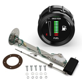 SINCO TECH 12V Universal 2" 52mm Fuel Level Gauge Auto Car Meter White LED Light (Fuel Gauge with 314 Sensor)