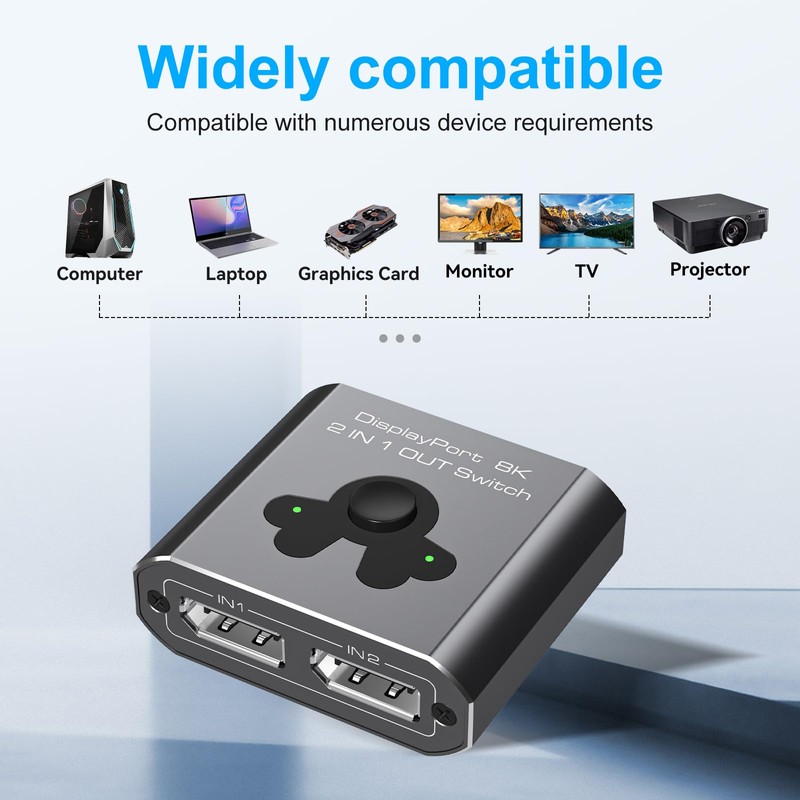 PVBCTCSID 8K DisplayPort Switch 2 In 1 Out 4K144Hz DP