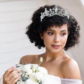 Bridal hair accessories, wedding dress headwear, alloy adult gift, full diamond crown, colorful rhinestone headband (Silver Pink Diamond, One size)