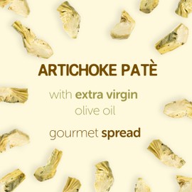 Gusta Artichokes Spreadable Pate - Made in Italy Dip or Spread - Paste of Artichoke in Jar with Extra Virgin Olive Oil - Non-GMO, All Natural - Perfect Snack - 6.35oz Glass Jar
