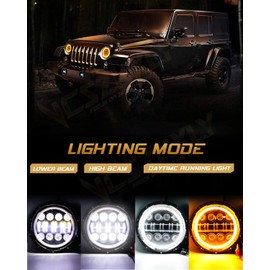 VCSZKXLY H6024 Compatible for 1965 1966 1967 1968 1969 1970 1971 1972 1973 Ford Mustang Headlights, DOT Approved Headlights High Low Beam DRL Turn Signal Lights, Amber White