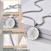 Stainless Steel Saint Christopher Shield Necklace Patron Round Medal Pendant