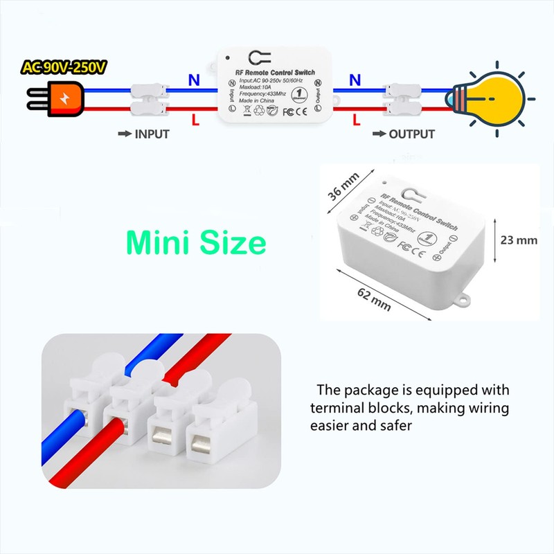 Wireless Switch, Back and Forth Wireless Radio Transmitter 433 MHz