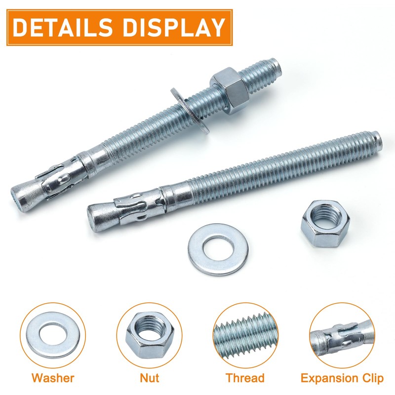 Sieqioor 3/8 x 3 Inch 10 Pack Inch Standard Fasteners