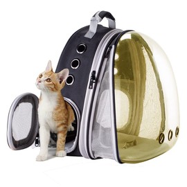 Front Expandable Cat Backpack Carrier, Fit up to 20 lbs, Polarized Tinted Brown Bubble Window Pet Carrier Backpack for Large Fat Cat and Small Puppy