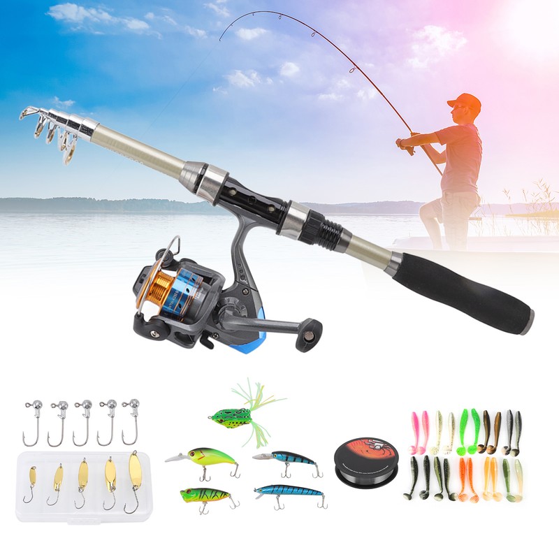 Fishing Pole Kit Carbon Telescopic Portable Durable Lure Rod Set