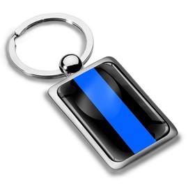 Biomar Labs® 3D Metal Thin Blue Line Flag UK USA Police Support Keyring Key Ring Accessories Men Women Keychain Gift KK 222