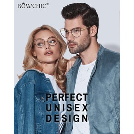 ROWCHIC Blue Light Blocking Glasses for Women Stylish Cat Eye Metal Frame Anti Eyestrain UV Eyewear Brown Gold