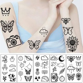 Black and White Temporary Tattoos for Kids, 90 Pcs Bulk VSCO Tattoos for Boys and Girls Prizes Assorted Goodies Party Favor for Kids Goody Bag Stuffers 10 Sheets