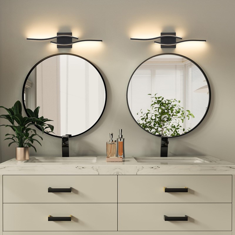 Joossnwell Vanity Light for Bathroom Lighting Fixtures Over Mirror Black