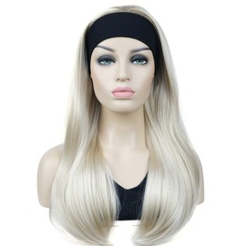 Lydell Long 3/4 Women's wigs hairpiece Straight with Adjust Black Headband wig Synthetic Hair (122 Blonde)