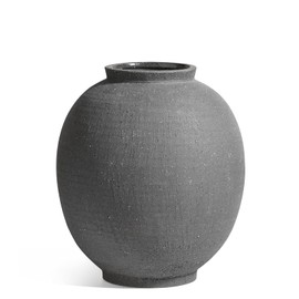 Large Blak Ceramic Vase - 9.8 Inch Rustic Farmhouse Vase for Home Decor, Minimalist Tall Vases for Living Room, Table, Bathroom, Holiday & Weddings (Sandstone Black)