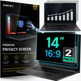 VINTEZ 14 Inch 16:9 Privacy Screen for Computer Monitor and Laptop - Anti Glare Protector Film Blue Light Filter Eye Protection - Computer Screen Privacy Shield, 2 Pack