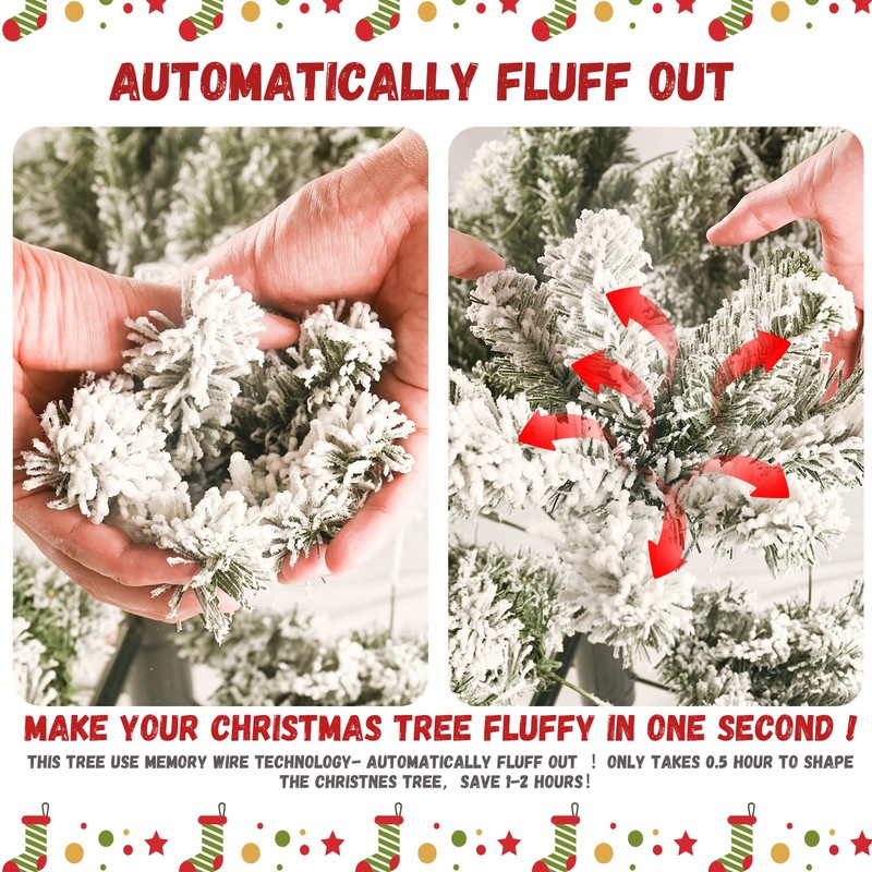 4FT Flocked Christmas Tree with 350 Tips – Snowy PVC