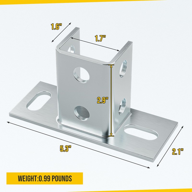 4 Pack Post Base for 1-5/8" Single Strut Channel, Ground