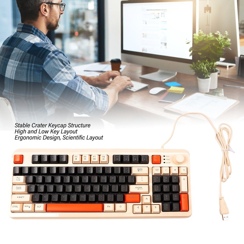 Gaming Keyboard USB 94 Keys LED Backlit Ergonomic Fodable Feet