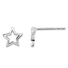 Dew Sterling Silver Open Star Stud Earrings