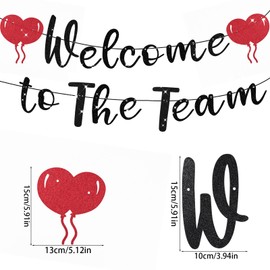 Tinoaly Welcome to The Team Banner, New Employee Welcome Banner with Heart Office Party Decorations Supplies for Welcoming New Staff Teacher Colleague Member Coworker Team