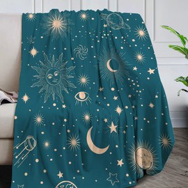DUISE Sun Moon Blanket Super Soft Lightweight Flannel Fleece Throw Blankets for Bed Couch Sofa, All Season Warm Cozy Plush Sofa/Bed Blankets 50"x 65"