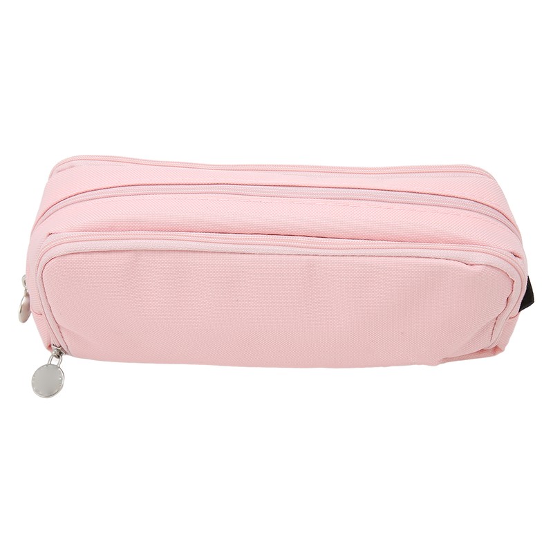 Pen Pencil Case 3 Compartments Canvas Portable Large Capacity Pencil