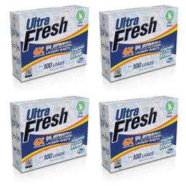Ultra Fresh Platinum 6X Laundry Detergent Sheets with Fragrance, Biodegradable Formula and Dye Free for Laundry Use and Household Needs, 4 Pack, White