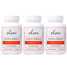 Elon R3 Extra Strength for Hair Growth - Supplements for Women to Grow Thicker, Fuller Hair, Advanced Formula with 5000 mcg Biotin Per Serving & Collagen, 60 Count (Pack of 3)