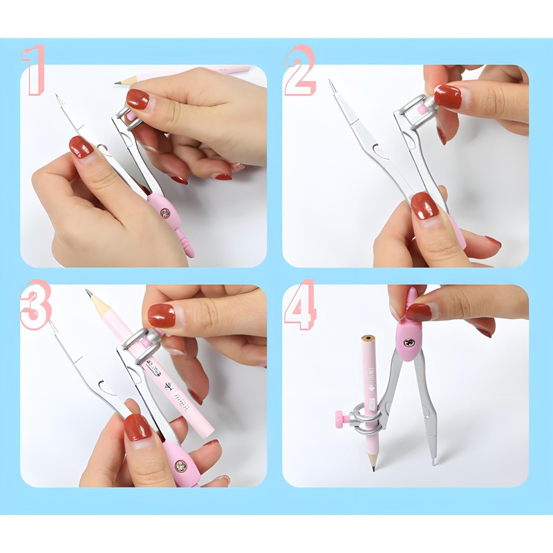 waremew 8 Pcs Compass/Math Set for Students with Shatterproof Storage