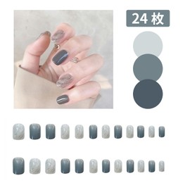 Aninako Nail Tip, 24 Pieces, Nail Tip, Short, Finger Suit, Short, Pierced, Cute, Simple, Feel, Cute, Simple, Stylish, Coming of Age Ceremony, Graduation Ceremonies, Weddings, Brides, Shiny, False