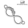 My-Bead Infinity Feather Jewellery Connectors 22 mm 925 Sterling Silver