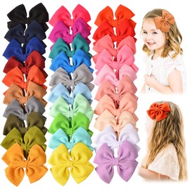 30 PCS Baby Girls Hair Bows Clips Barrettes Waffle Hair Accessories with Alligator Clip for Babies Girl Infant Toddlers Kids Teens