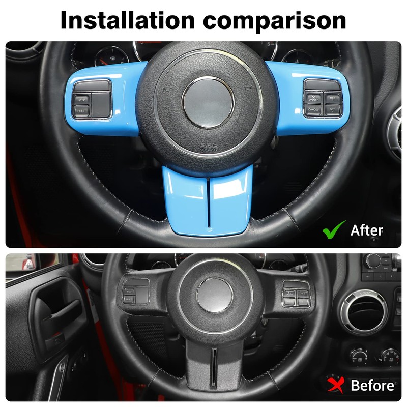 JeCar Interior Steering Wheel Decoration Trim Kits For Jeep Wrangler