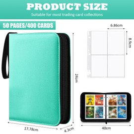 400 Pockets Card Binder, 4 Pocket Trading Card Holder, Binder Card Holder, Fit for TCG Yugioh Trading Cards,Toys Gifts for Boys Girls (Green)