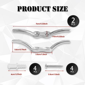 UBRAVE Pack of 2 Cleats Boat Cleats Rope Cleat Hooks, Rustproof Cleats for Boats & Flagpole, 316 Stainless Steel Flagpole Cleat. For Boats, Yachts, Flagpole, Sailing Boats, Awnings