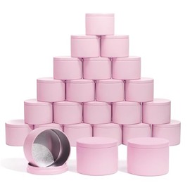 Aroparc Candle Tins with Lids, 24 Pack 8oz Seamless Bulk Candle Containers for Candle Making Supplies Wholesale Empty Candle Jars - Pink