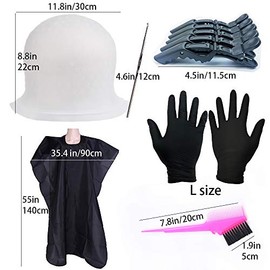 Juego de 2 gorras de silicona para cabello de color, reutilizables, profesionales, con ganchos y herramientas de teñido de peluquería para mujeres y h